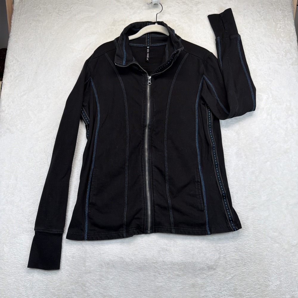 Kuhl Women's Fleece Jacket Large Black Full Zip Thumbholes Outdoor Hiking L